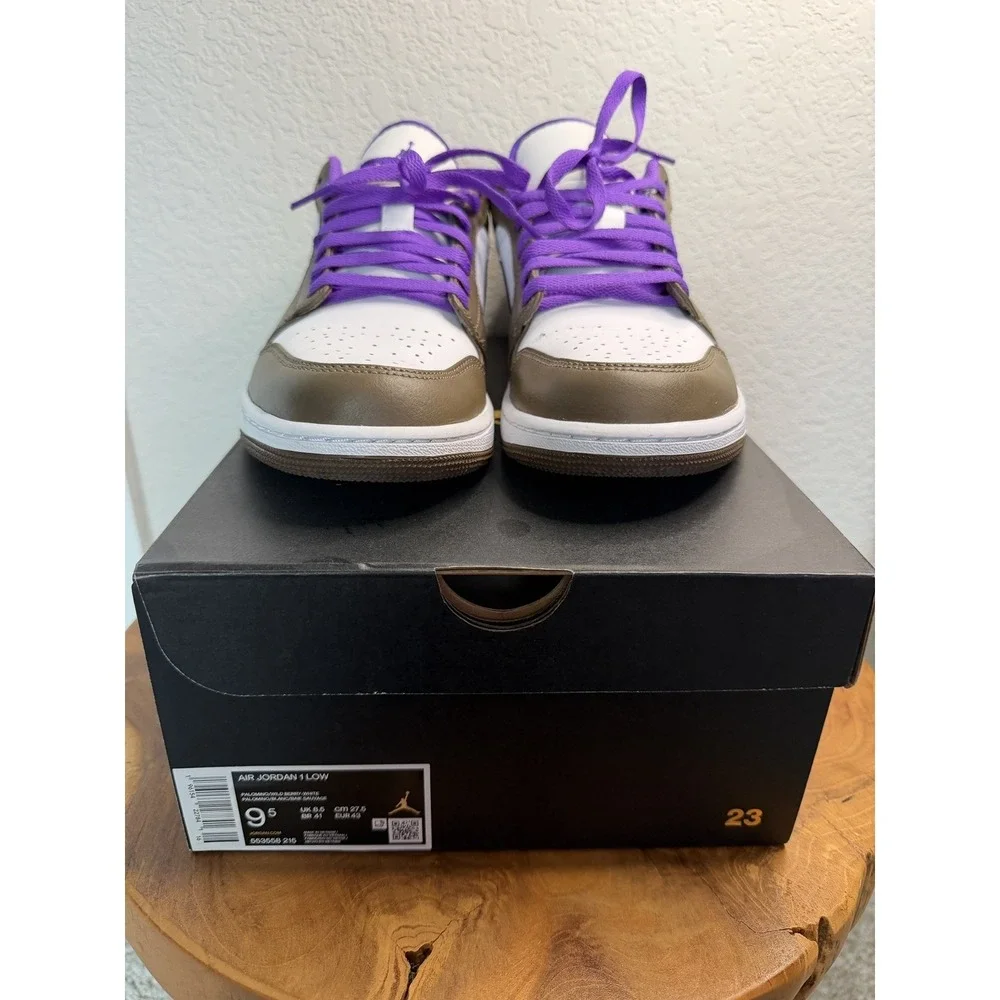 Air Jordan 1 Low Purple Mocha Palomino Wild Berry White 553558-215 Mens 9.5